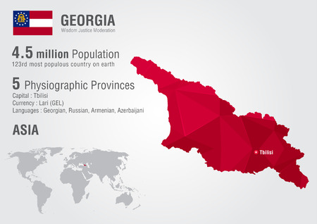 Georgia world map with a pixel diamond texture. World geography.のイラスト素材