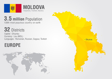 Moldova world map with a pixel diamond texture. World geography.のイラスト素材