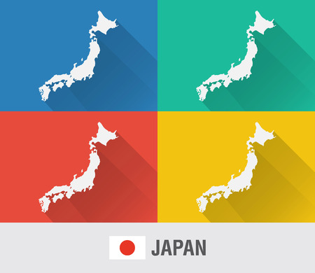 Japan world map in flat style with 4 colors. Modern map design.のイラスト素材