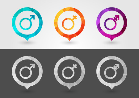 Gender sex symbol signage with a pixel diamond texture. Creative design.のイラスト素材