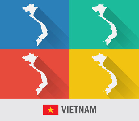 Vietnam world map in flat style with 4 colors. Modern map design.のイラスト素材