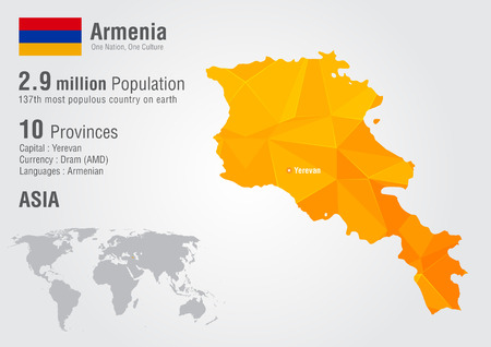 Armenia world map with a pixel diamond texture. World geography.のイラスト素材