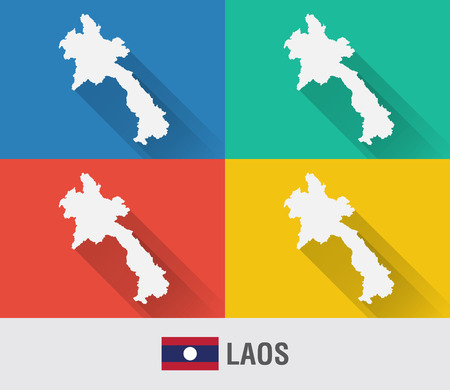 Laos world map in flat style with 4 colors. Modern map design.のイラスト素材