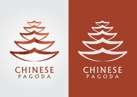 Chinese pagoda outline with a pixel diamond texture. Creative Modern and vintage.のイラスト素材