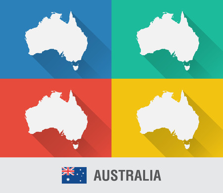 Australia world map in flat style with 4 colors. Modern map design.のイラスト素材