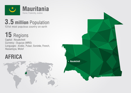 Mauritania world map with a pixel diamond texture. World geography.のイラスト素材