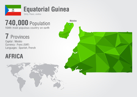 Equatorial Guinea world map with a pixel diamond texture. Wolrd Geography.のイラスト素材