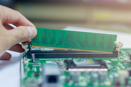 installing ram computerの写真素材