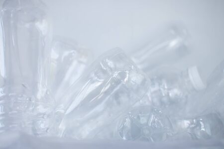 water bottles  isolated on white background, Plastic production and processing concept.の写真素材