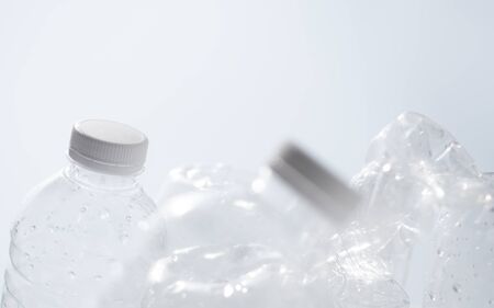 water bottles  isolated on white background, Plastic production and processing concept.の写真素材