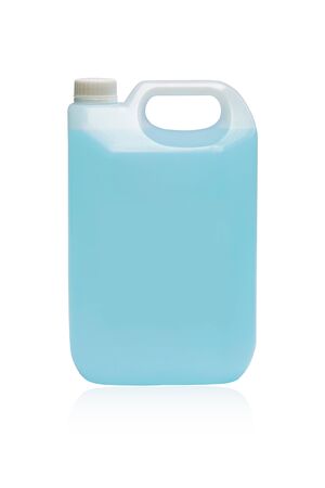 Alcohol for cleaning and sanitizing is contained in gallons. Many gallon alcohol gel for sanitizing Coronavirus Covid-19. Products for sale to anti Coronavirus protection (Covid 19).の写真素材