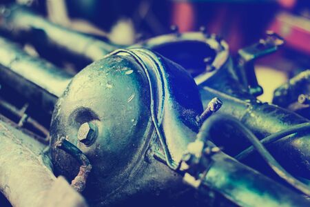 Old Machine parts in warehouses. Car parts in old warehouses. Used vehicle part for recycling in the...