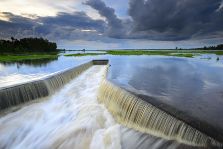 Dam catchment from which water is flowing.の写真素材