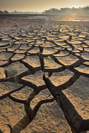 dry cracks in the land, serious water shortagesの写真素材