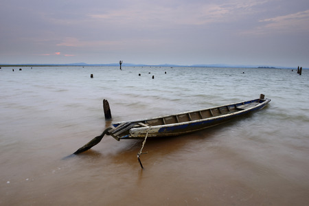 Thailand Boats moored in the riverの写真素材