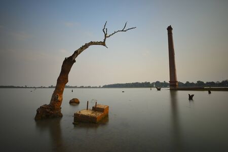 Mill abandoned due to floodingの写真素材