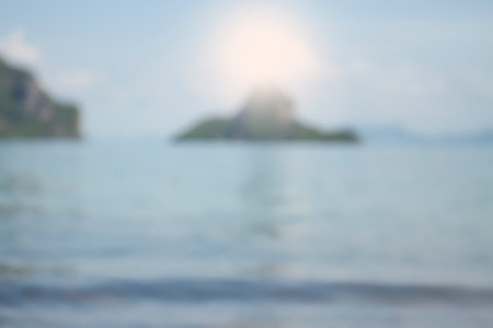 Sunset texture background blur , mountain background in the sea, sunlight and blueの写真素材