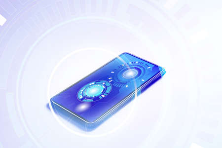 Mobile phones supporting technical support and internet technology business servicesの写真素材