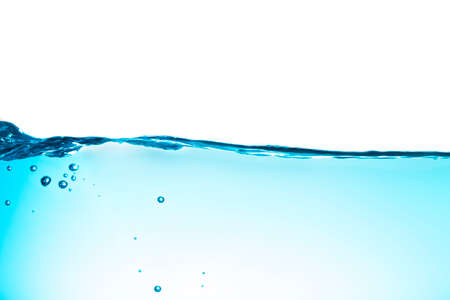 Beautiful blue water waves splashed in clean water on a white background.の写真素材