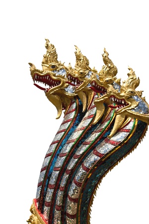 Naga statue in Thailand with isolatedの写真素材
