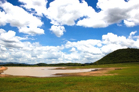Mountain landscape with lagoonの写真素材