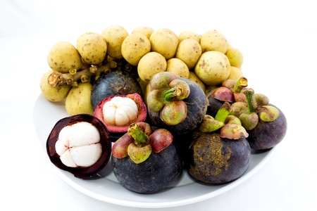 Mangosteen and lansum domesticum thai fruitの写真素材