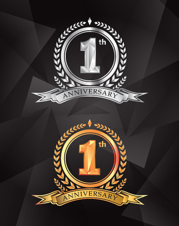 1th anniversary celebrating classic vector logo design premium on gray backgroundのイラスト素材