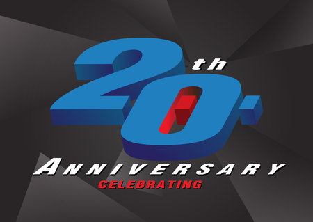 20th anniversary celebrating 3d logo red and blue color on gray background vector designのイラスト素材