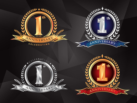 1st anniversary celebrating classic vector logo design premium setのイラスト素材