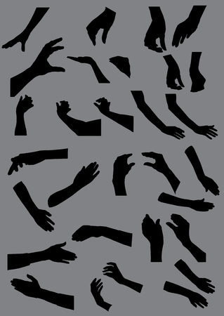 Hand shape black shadow illustration vector on gray backgroundのイラスト素材