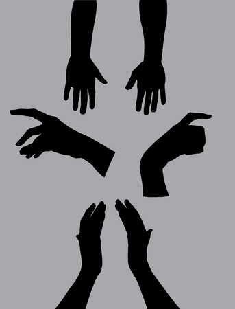 Hand shape black shadow illustration vector on gray backgroundのイラスト素材