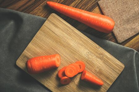 Carrots, sliced, sliced ââinto blackground, Leave space for textの写真素材