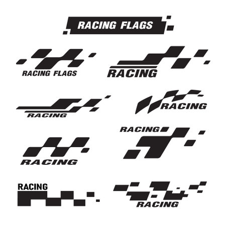 Checkered Flags Set, Racing Flags Icon. Race Car Victory logo. Vectorのイラスト素材