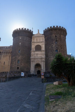 New Castle of Naples, on a sunny day.のeditorial素材