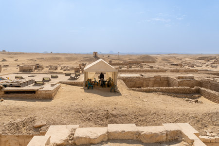 Archaeological center in the Saqqara necropolis in Egypt, looking for new tombs of pharaohs.のeditorial素材