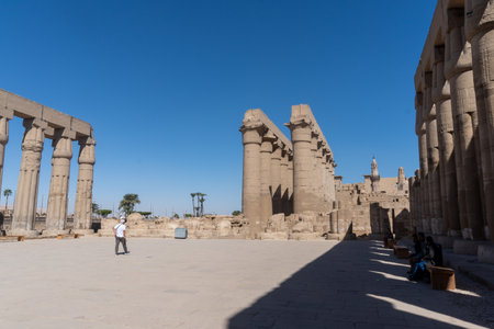 Columns of the Luxor temple on a sunny day.のeditorial素材