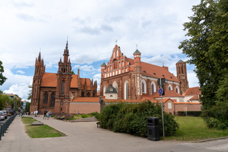 Church of Saint Francis of Assisi in the city of Lithuania on a cloudy day.の写真素材