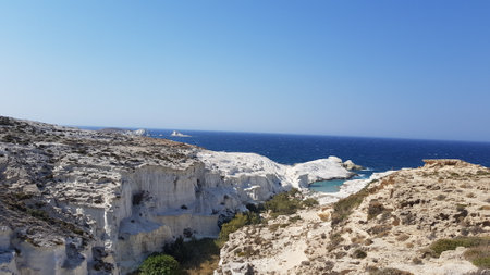 Beautiful view of the sea and the cliffs on the island of Rhodes