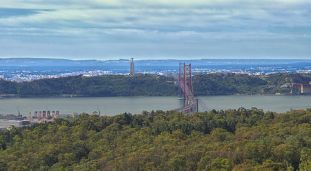 Panoramic view of Danube river and Danube bridge in Budapest, Hungary