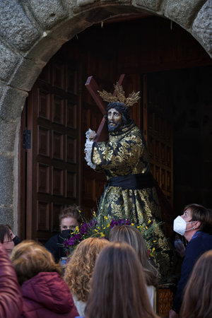Traditional religious procession in the streets of Santiago de Compostela.