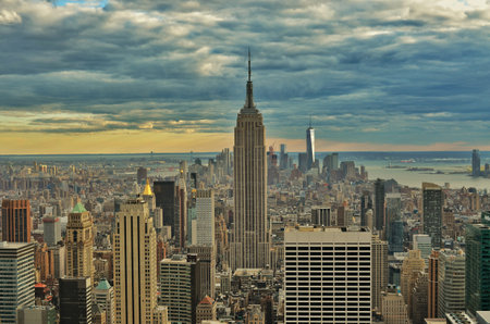 New York City skyline with Empire State Building and skyscrapers.の写真素材