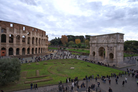 Colosseum in Rome, Italy. The Colosseum is one of the main tourist attractions in Rome.の写真素材