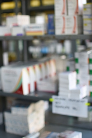 Shelves with stocks of drugs in the warehouseの写真素材