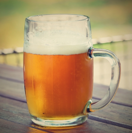 Draft beer by the glassの写真素材