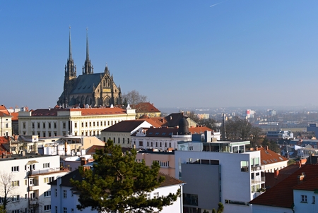 Brno cityscape with St. Peter and Paul cathedralのeditorial素材