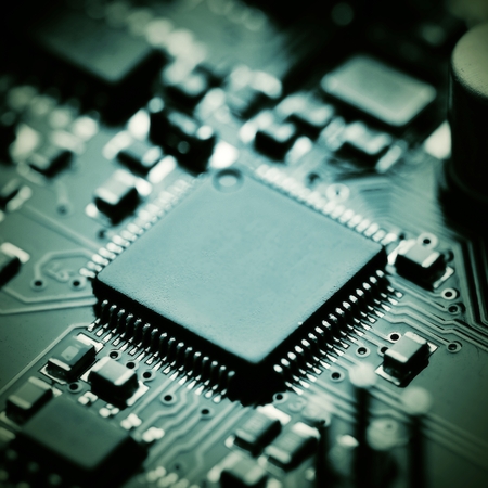 Close-up of electronic circuit board with components