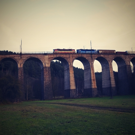 Railway bridge. Beautiful old building of the bridge in the Czech Republic.