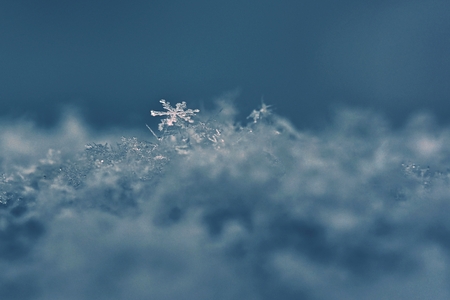 Snowflake. Macro photo of real snow crystal. Beautiful winter background seasonal nature and the weather in winter.の写真素材