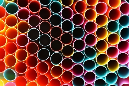 Straws. Macro abstract image with beautiful multi-colored background.