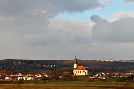 Nice ancient church. Troubsko - South Moravia - Czech Republic. Church of the Assumption.の写真素材
